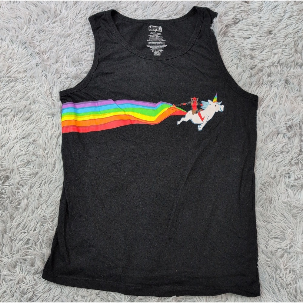 Marvel Shirt Womens M Black Deadpool Tank Top Athletic Soft Stretch Graphic